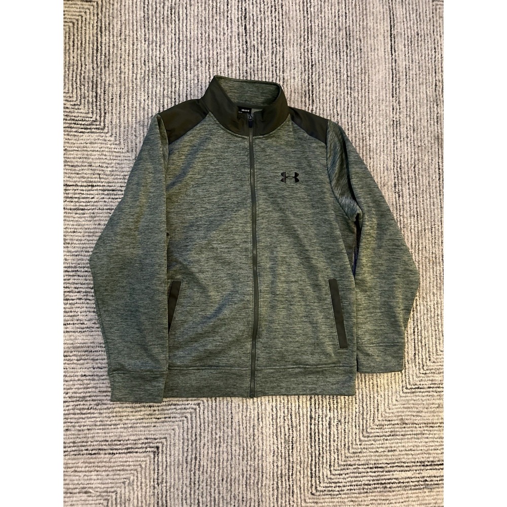 Under Armour Cold Gear Jacket Mens Full Zip Fleece Lined Pockets Athletic Green